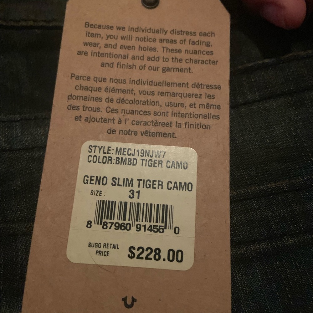 True Religion Geno Camo Jeans Size 31 Slim Fit